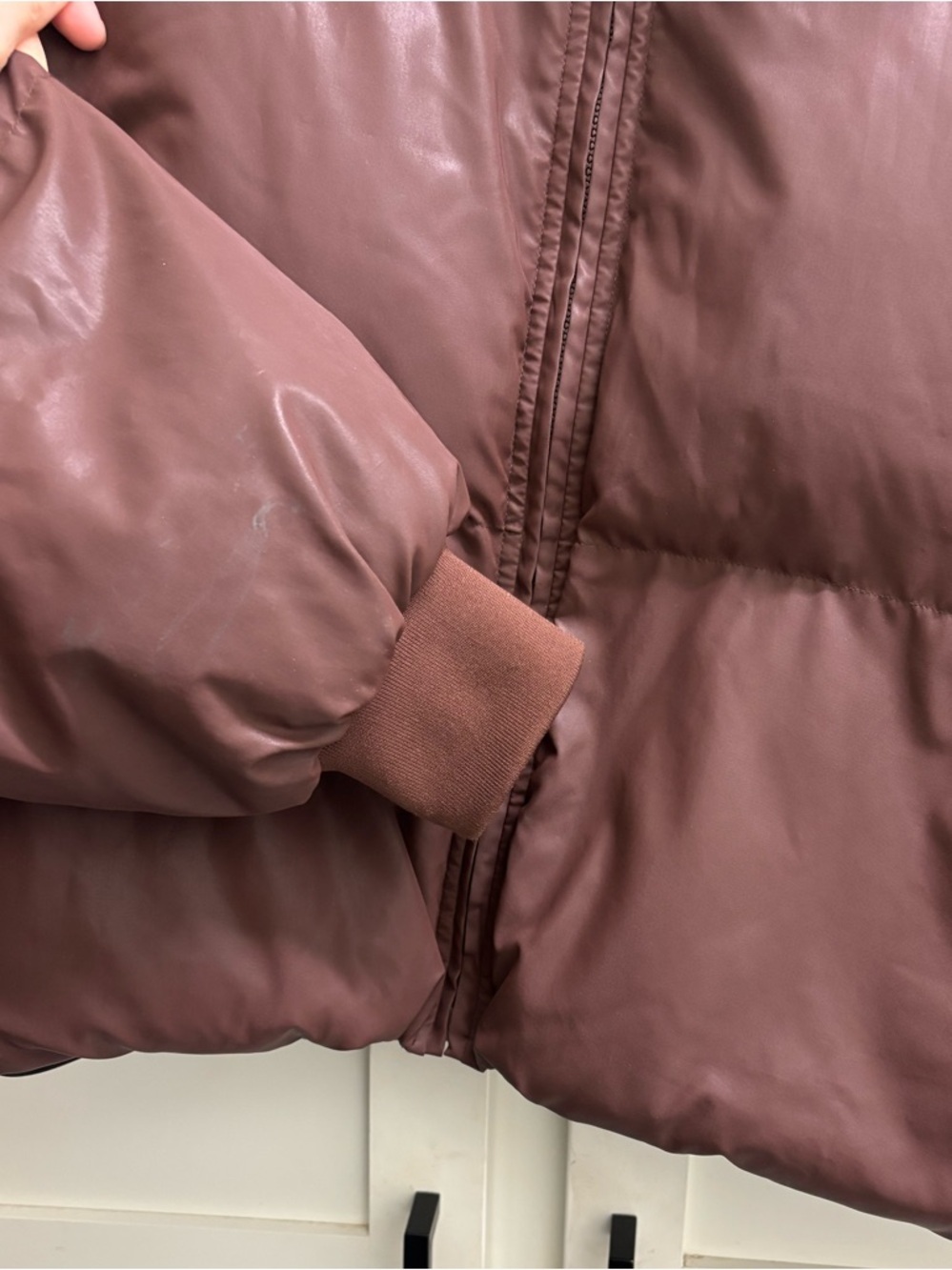 SET Active Oversized Puffer Jacket Brown Small Coat Coco Poly Zip - Picture 8 of 9